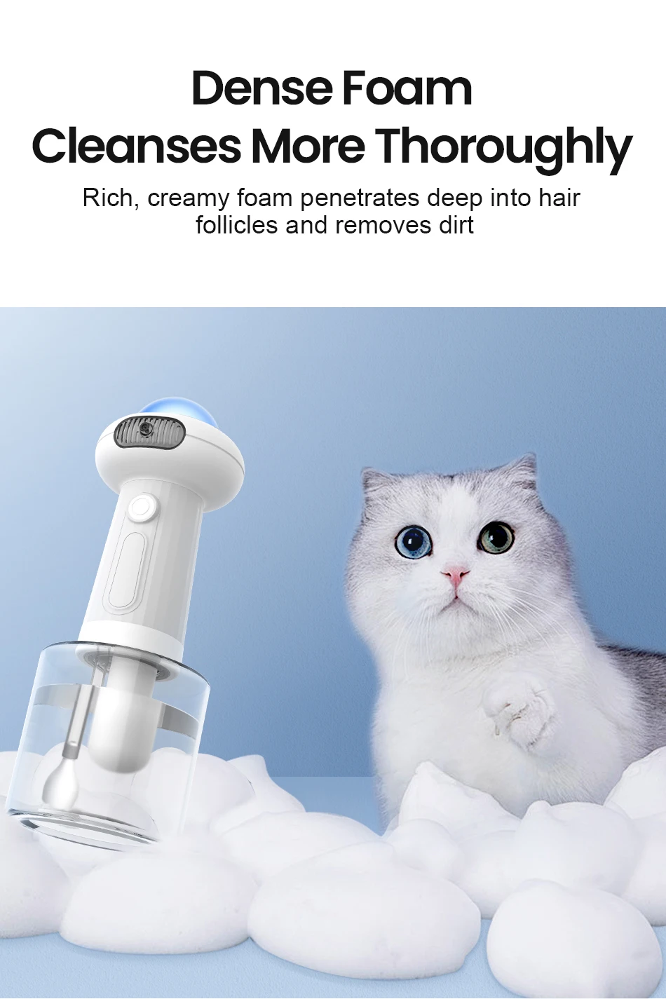 Automatic Foam Making Machine for Pet USB Charging Smart Cat Soap Dispenser for Dog Pet Rechargeable Shower Accessories