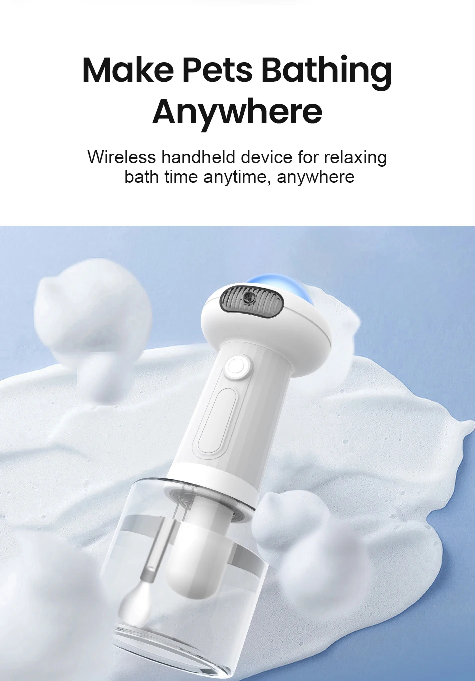 Automatic Foam Making Machine for Pet USB Charging Smart Cat Soap Dispenser for Dog Pet Rechargeable Shower Accessories