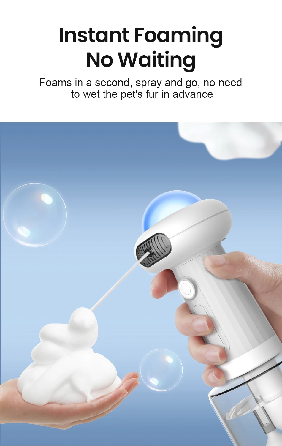 Automatic Foam Making Machine for Pet USB Charging Smart Cat Soap Dispenser for Dog Pet Rechargeable Shower Accessories