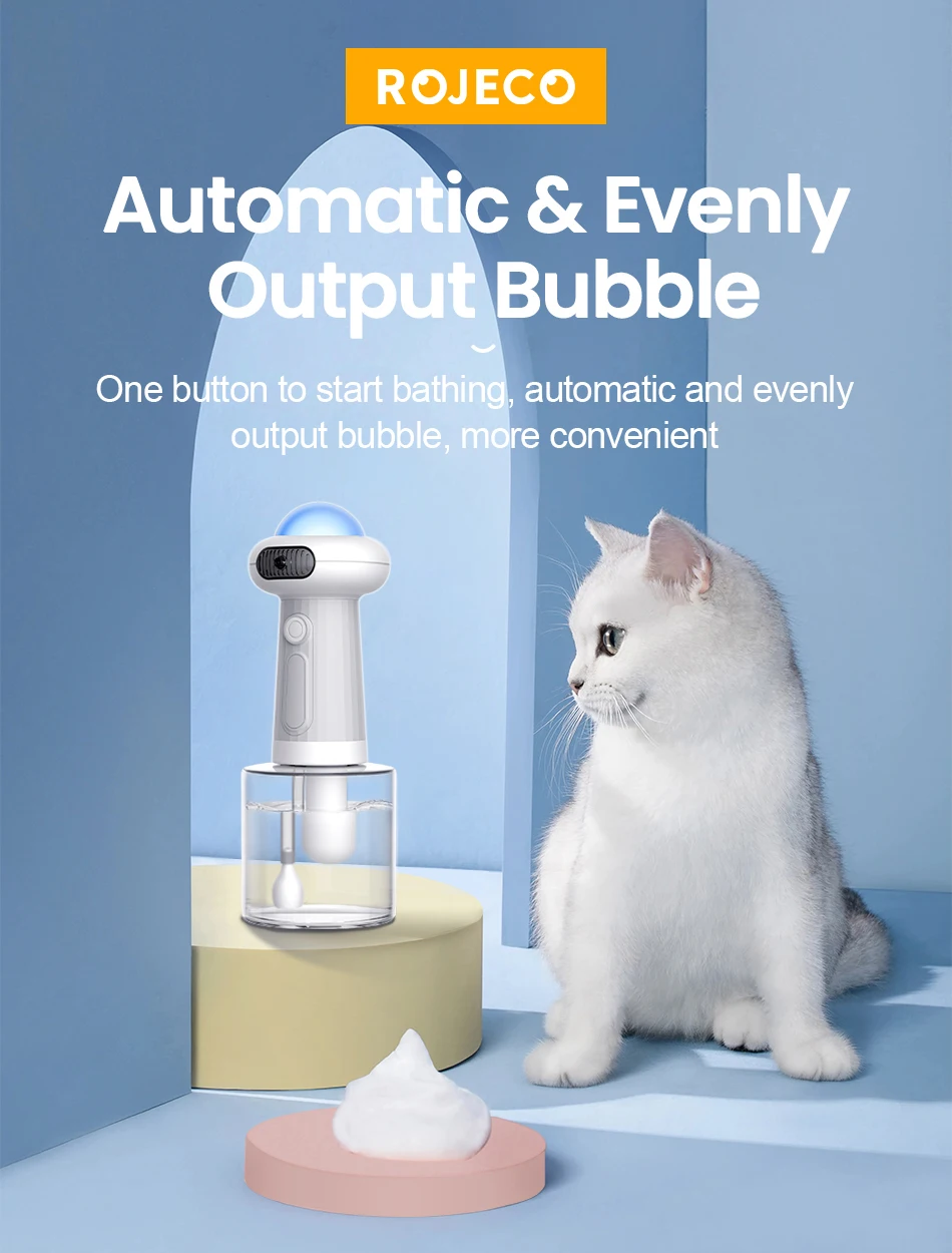 Automatic Foam Making Machine for Pet USB Charging Smart Cat Soap Dispenser for Dog Pet Rechargeable Shower Accessories