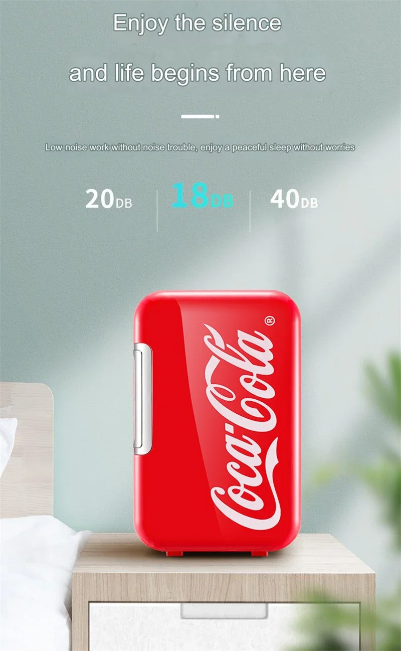 6L Mini Refrigerator Coca-Cola Multifunction Cosmetic Dormitory Warmer Cooler Fridge for Home Car Small Portable Fridge 12V/220V