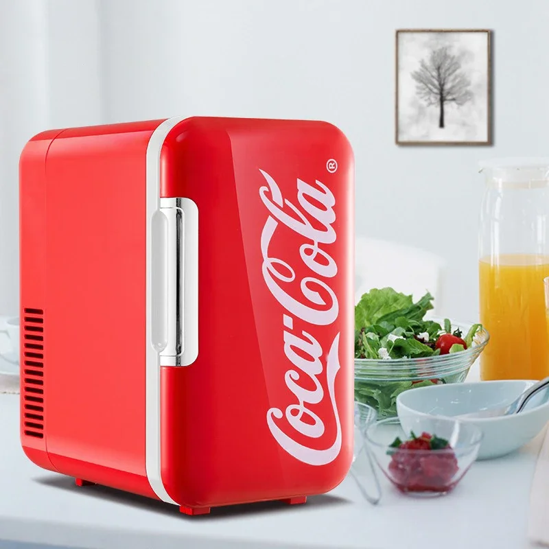 6L Mini Refrigerator Coca-Cola Multifunction Cosmetic Dormitory Warmer Cooler Fridge for Home Car Small Portable Fridge 12V/220V