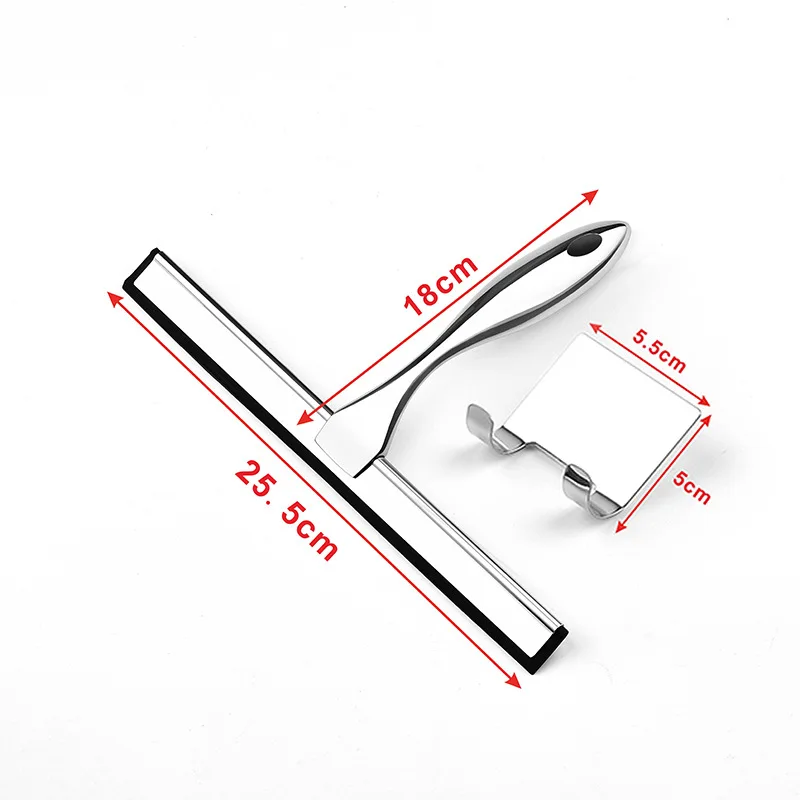Stainless Steel Shower Squeegee for Shower Doors with Hooks Household Bathroom Window Mirror Glass Cleaning Tool for Home