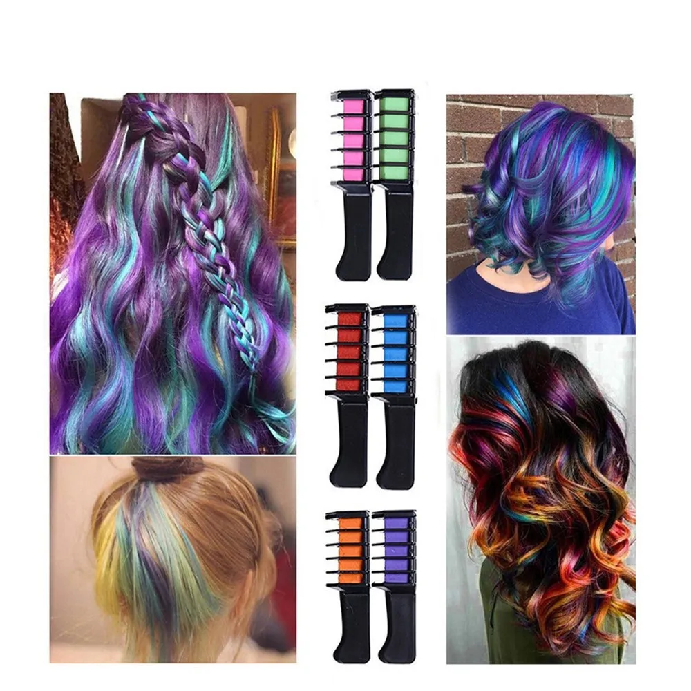 Temporary Hair Chalk Powder With Comb Salon Hair Mascara Crayo