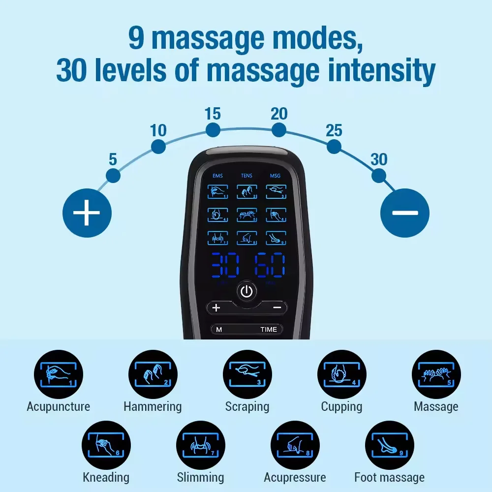 Physiotherapy TENS Electric Muscle Stimulator EMS Acupuncture Body Massage Digital Meridian Therapy Slimming Machine Pain Relief