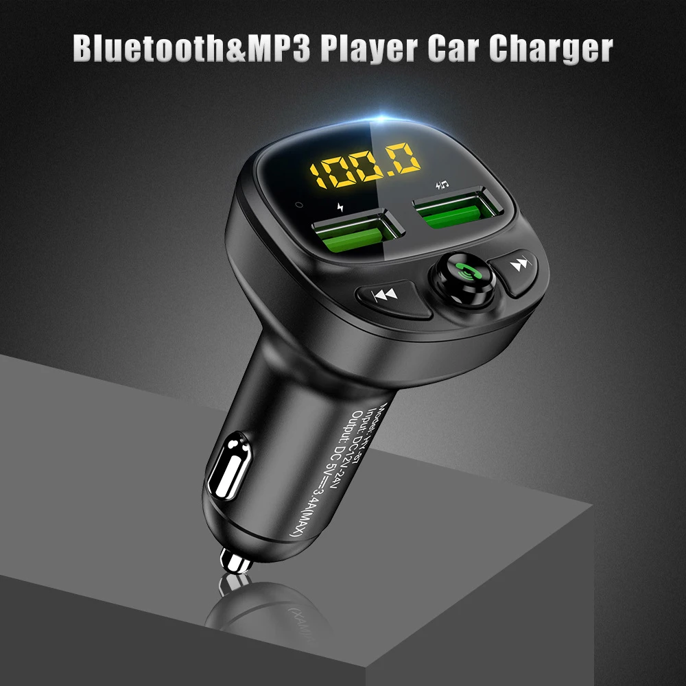 New Car Mp3 Bluetooth Car Car Charger Dual USB Car Cigarette Lighter QC3.0 Car Charger Fast Charge