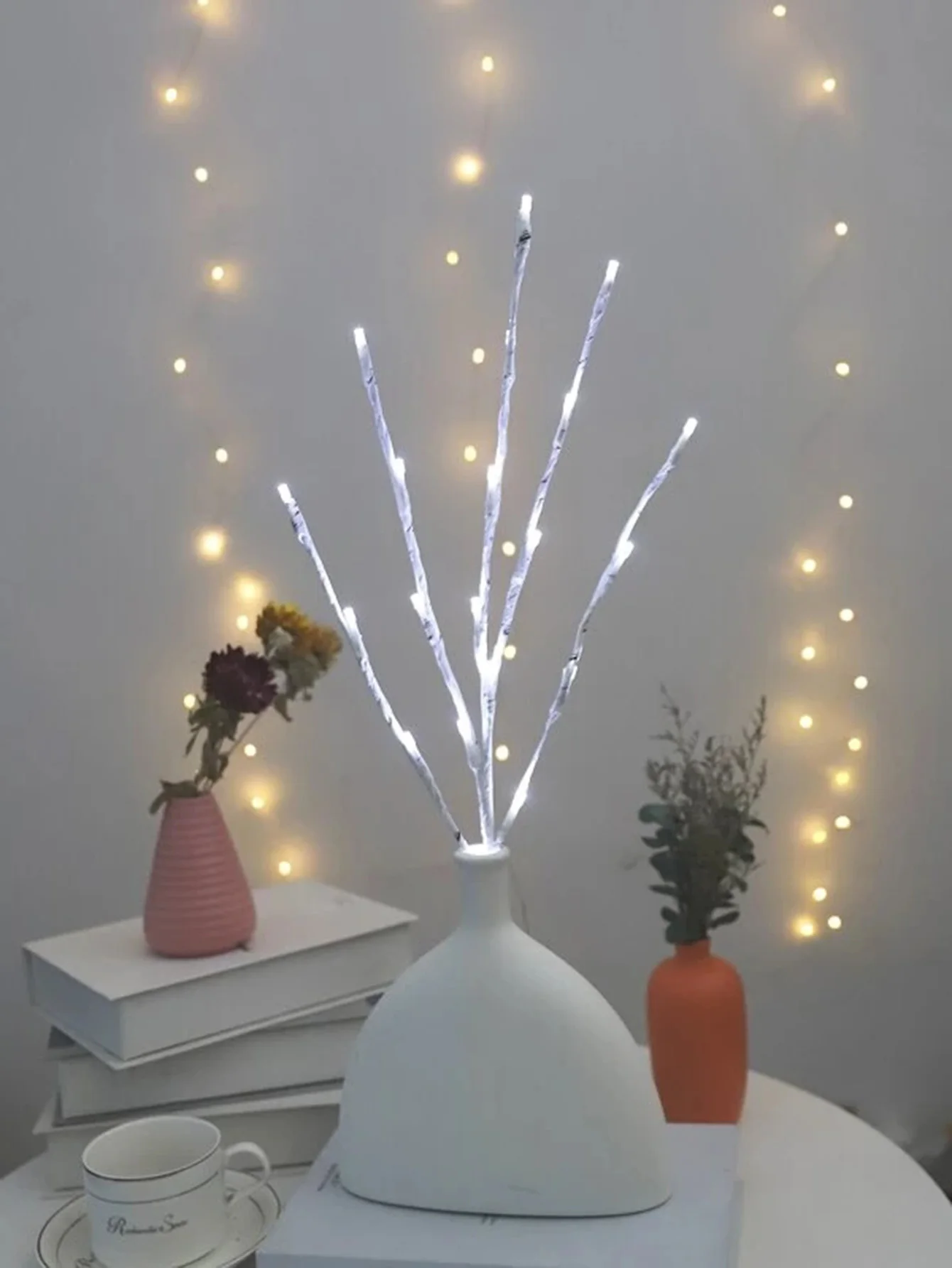 White Birch Branch Lights Battery Operated 20 LED Fairy Lights Willow Branches for Home Bedroom Inside Outdoor Decoration