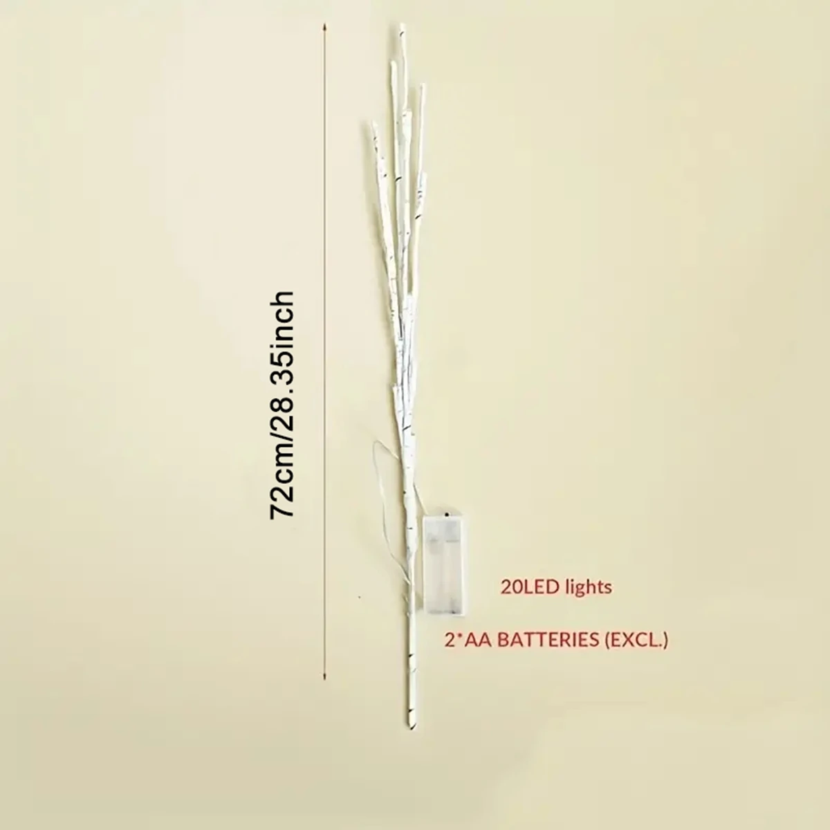 White Birch Branch Lights Battery Operated 20 LED Fairy Lights Willow Branches for Home Bedroom Inside Outdoor Decoration