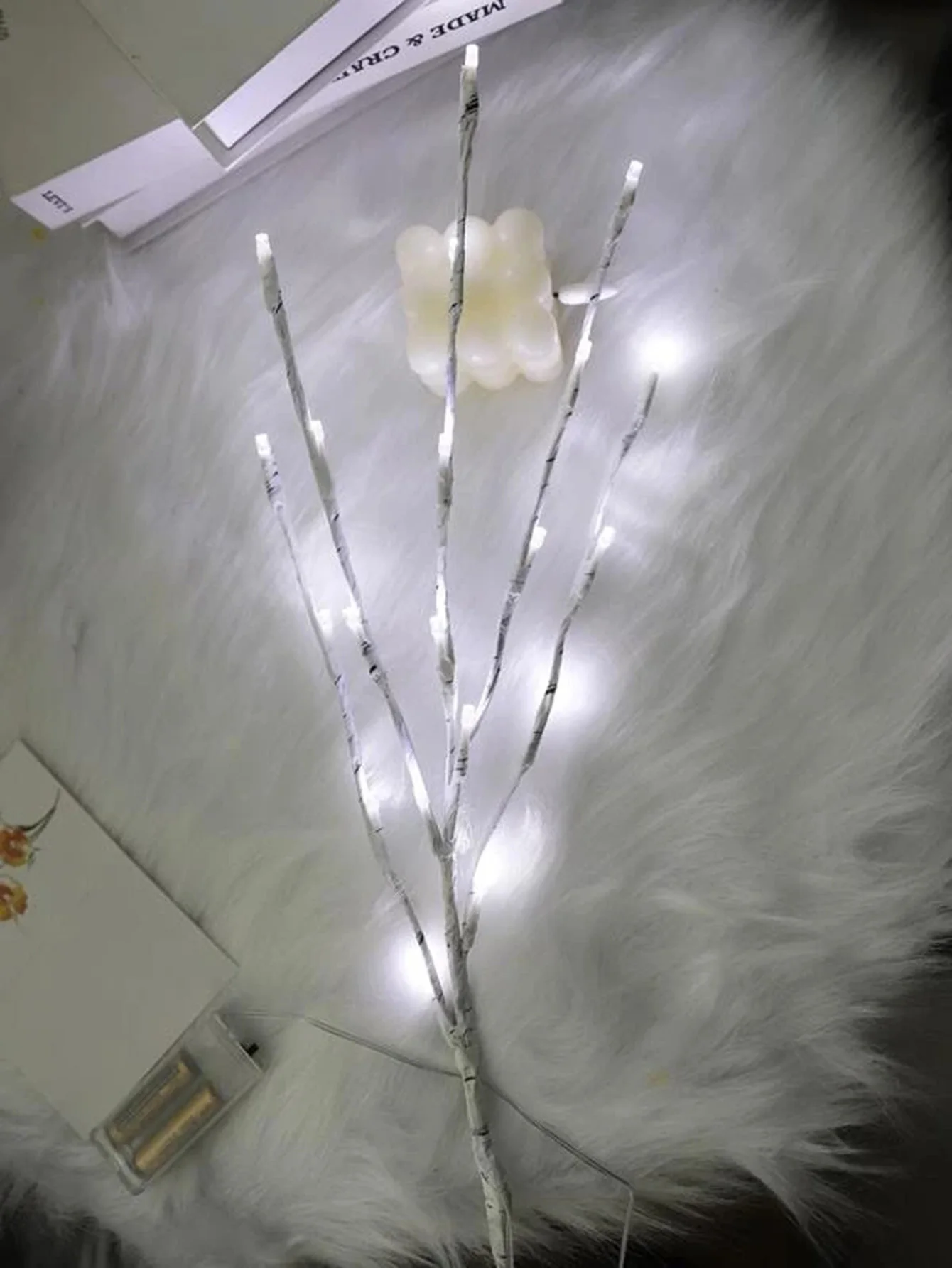 White Birch Branch Lights Battery Operated 20 LED Fairy Lights Willow Branches for Home Bedroom Inside Outdoor Decoration