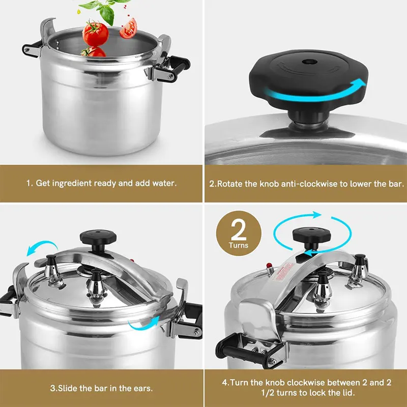 Aluminum 3L/4L/5L/7L Capacity Pressure Cooker Only for Gas Safe Explosion Proof Pressure Canner with Easy Lock Lid