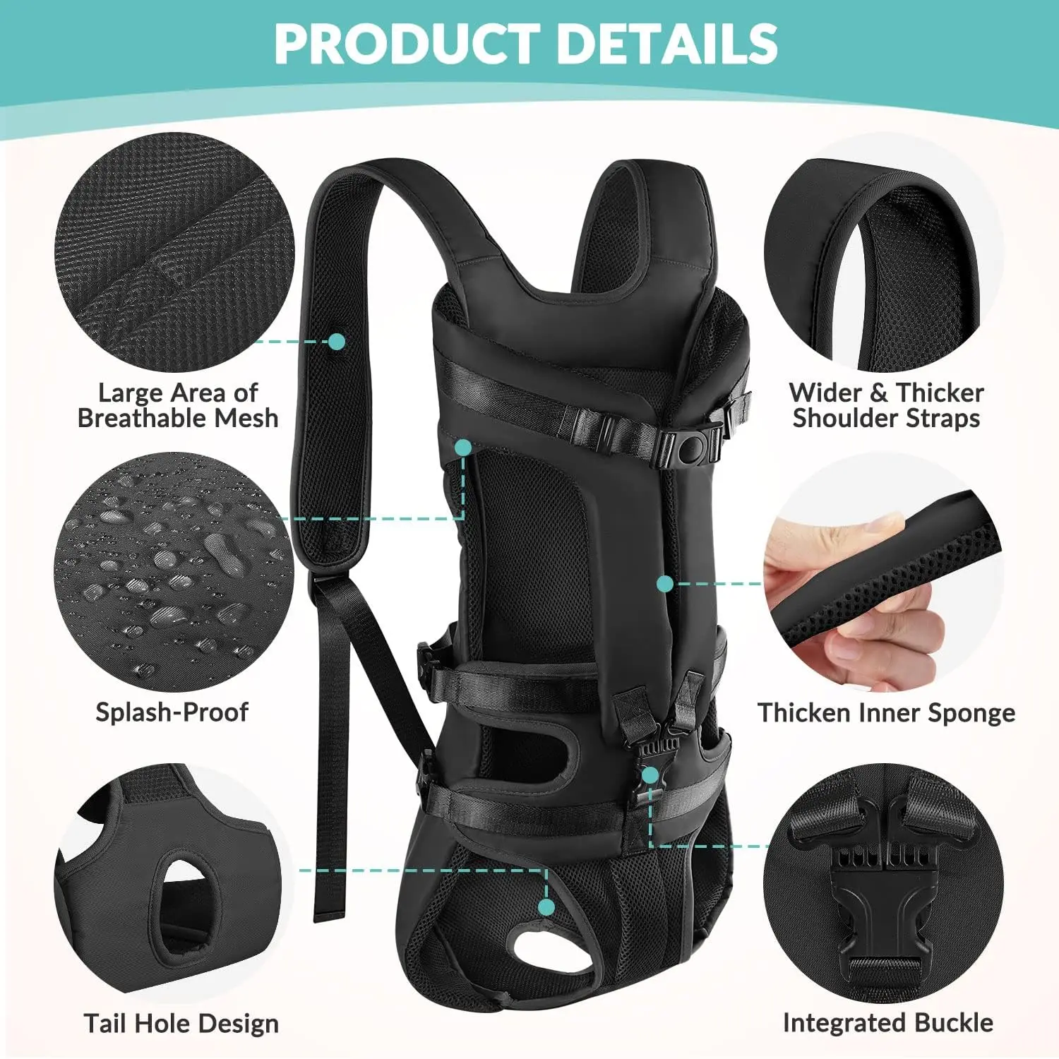 Outdoor Pet Front Dog Carrier Backpacks Adjustable Hands Free Dog Backpack Carrier For Medium Small Dogs