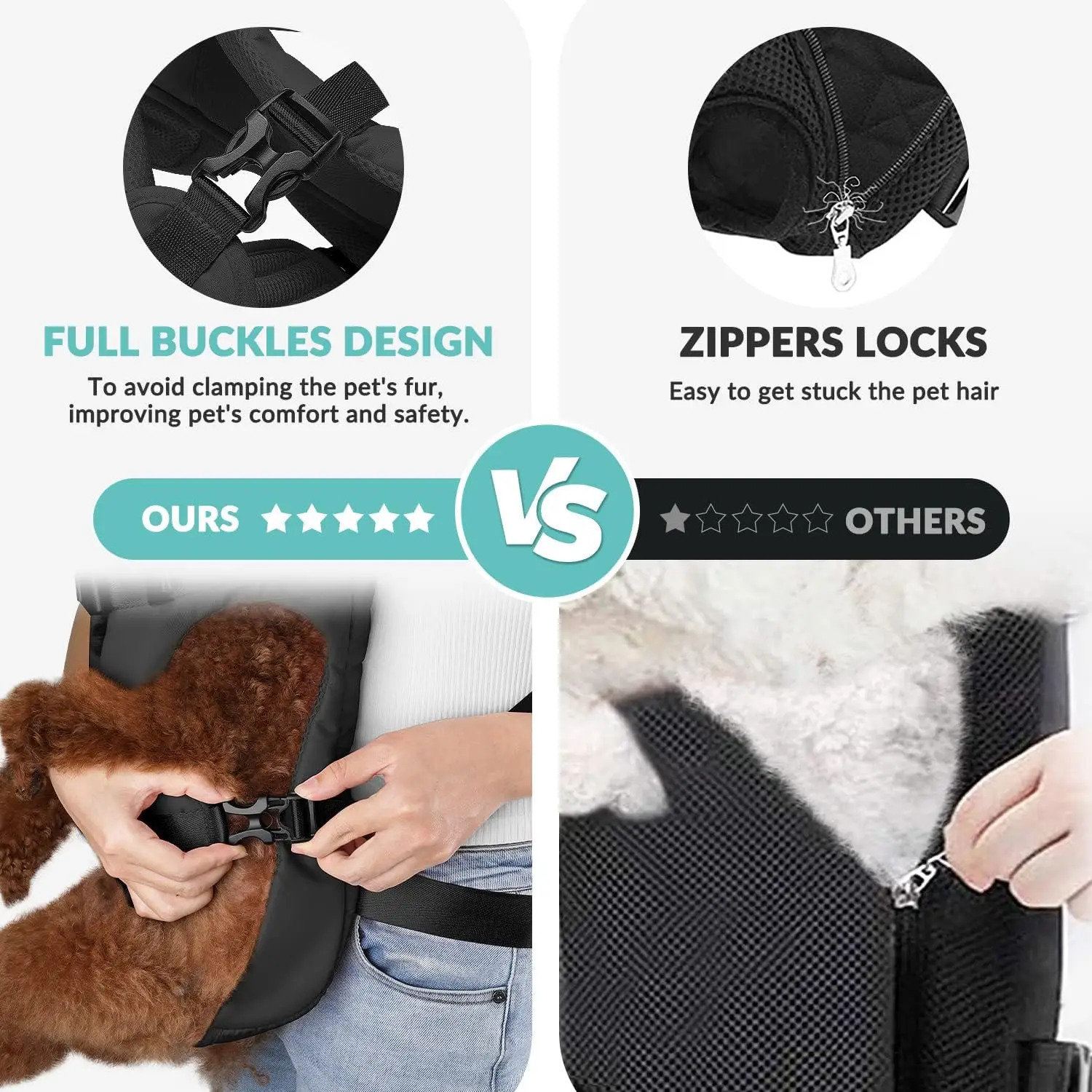 Outdoor Pet Front Dog Carrier Backpacks Adjustable Hands Free Dog Backpack Carrier For Medium Small Dogs