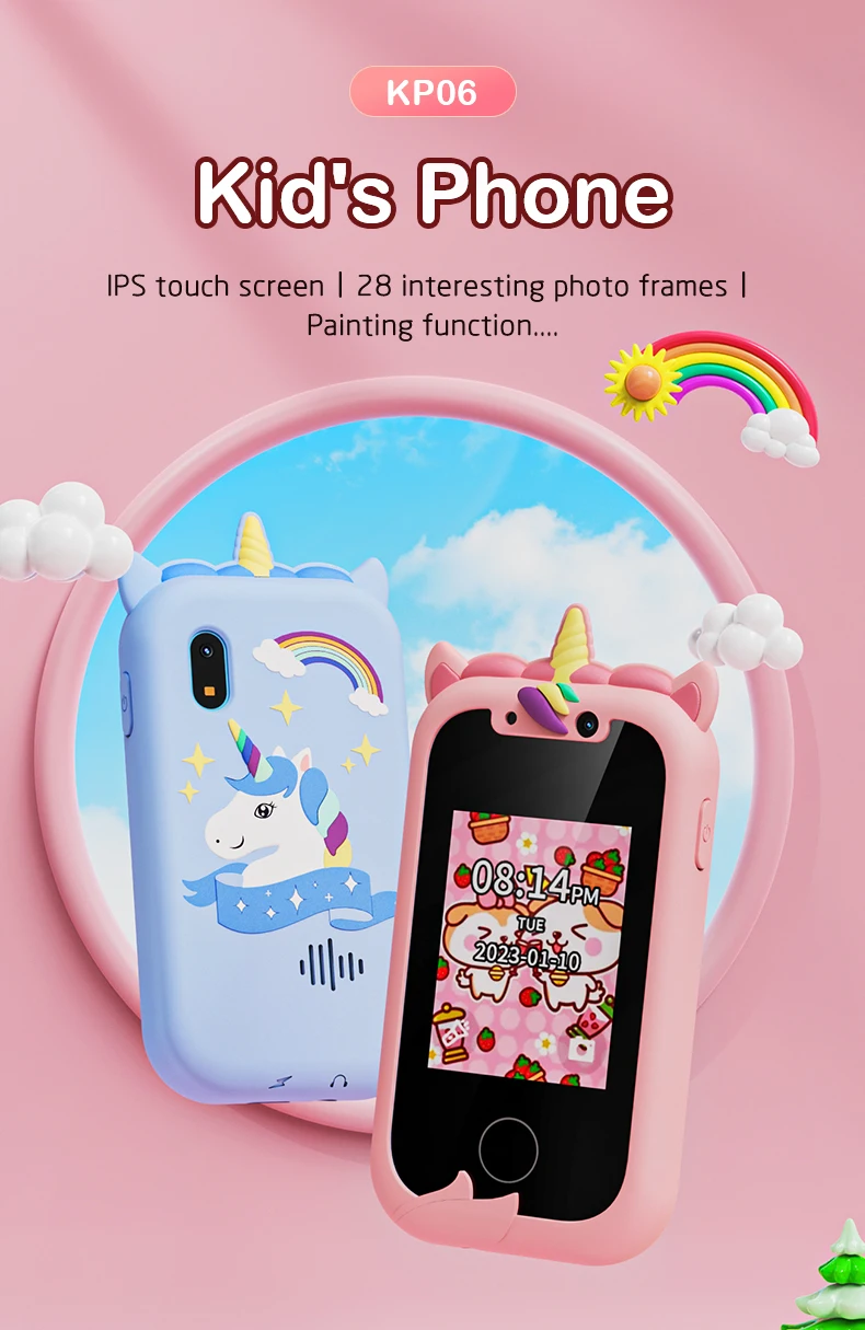 Children Phone Educational Toys Musical Toy Unicorn Baby Mobile Selfie Camera With 512mb TF Card Toys for Babies Birthday Gifts