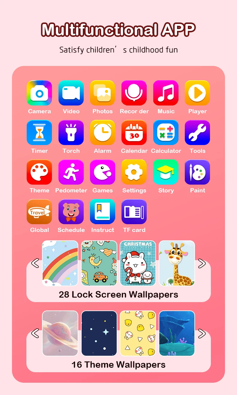 Children Phone Educational Toys Musical Toy Unicorn Baby Mobile Selfie Camera With 512mb TF Card Toys for Babies Birthday Gifts