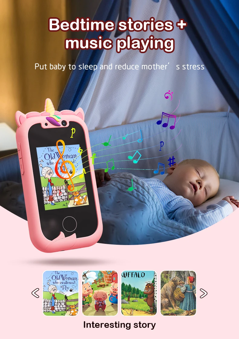 Children Phone Educational Toys Musical Toy Unicorn Baby Mobile Selfie Camera With 512mb TF Card Toys for Babies Birthday Gifts