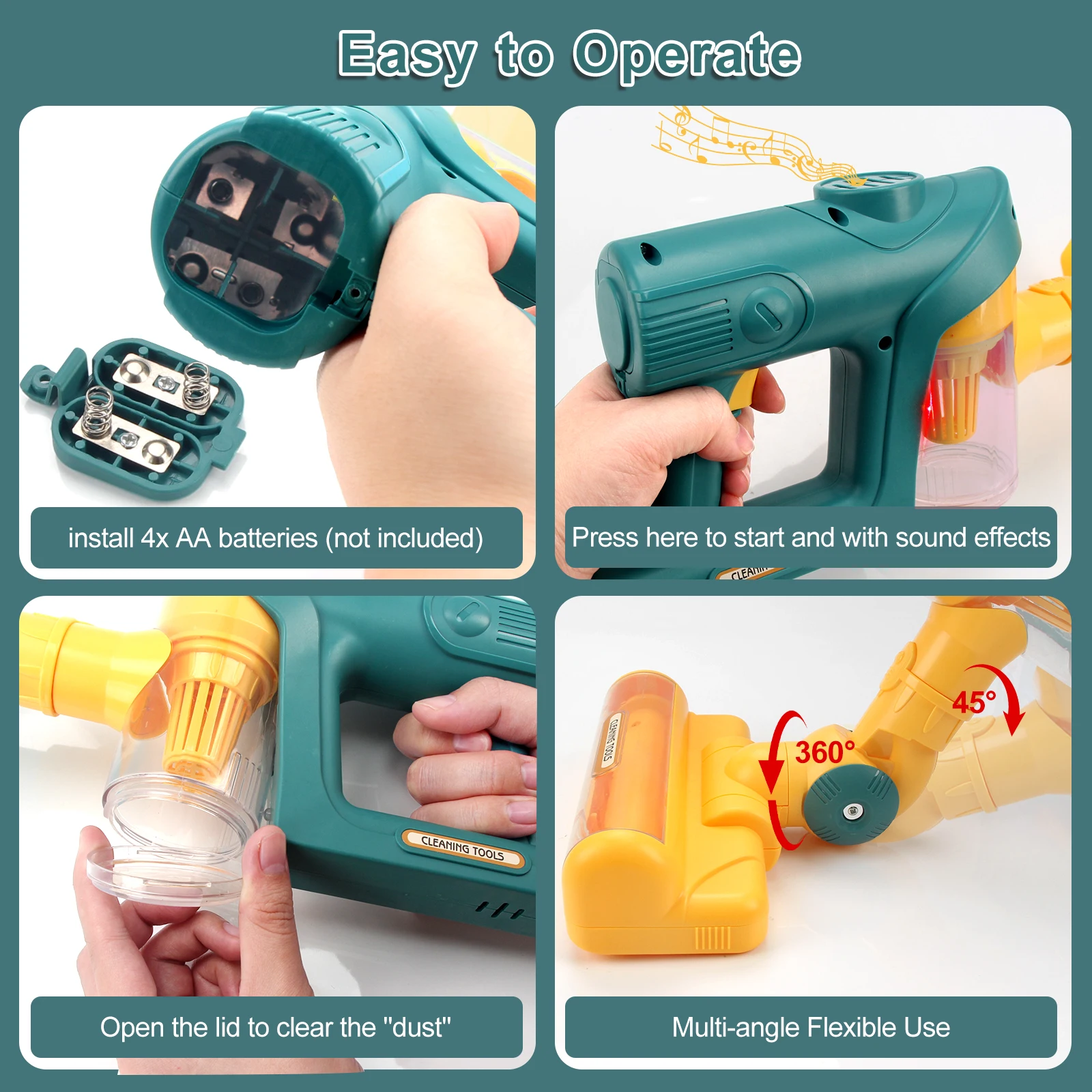 Electric Mini Vacuum Cleaner Simulation Housework Dust Catcher with Light and Music for Kids Gifts Educational Pretend Play Toys