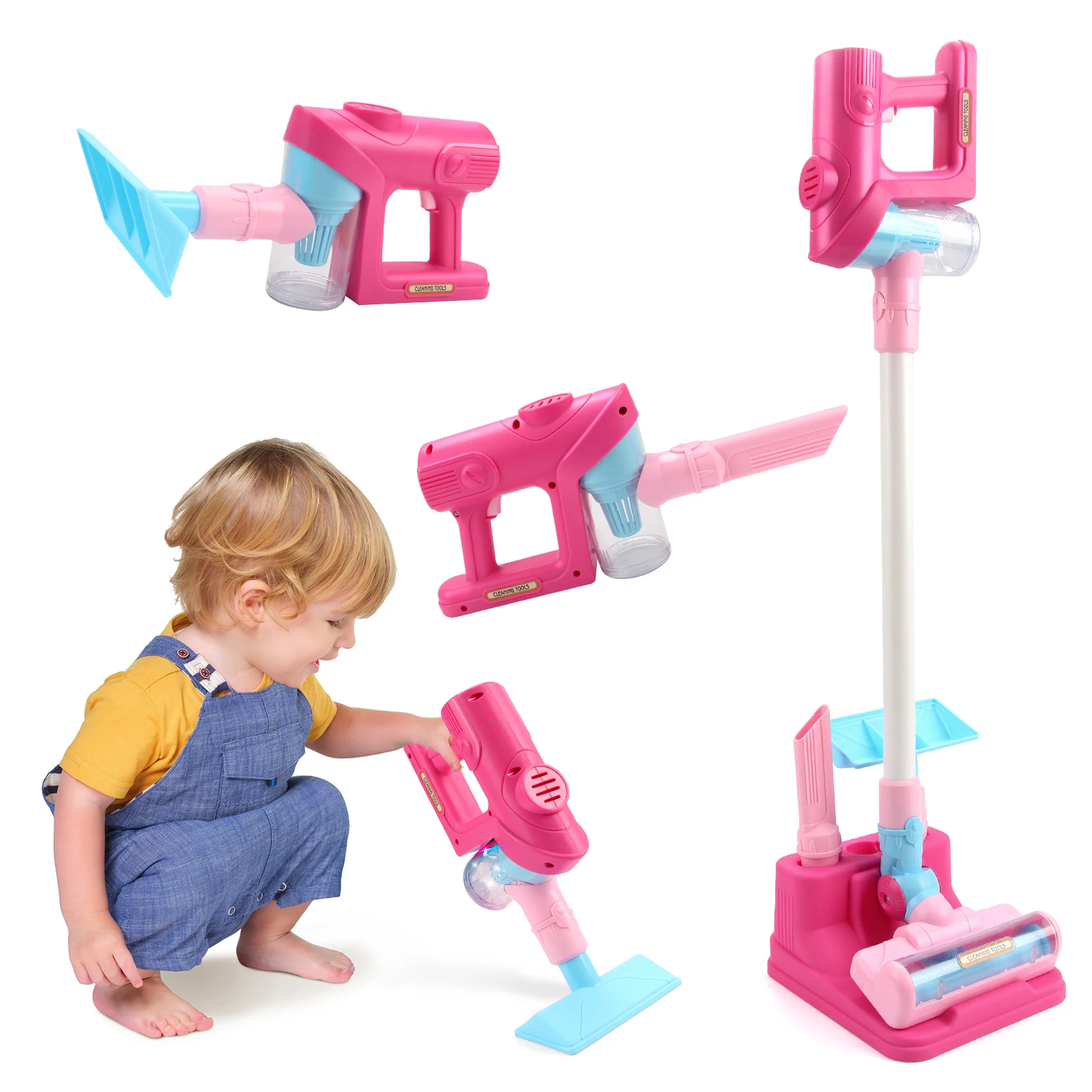 Electric Mini Vacuum Cleaner Simulation Housework Dust Catcher with Light and Music for Kids Gifts Educational Pretend Play Toys