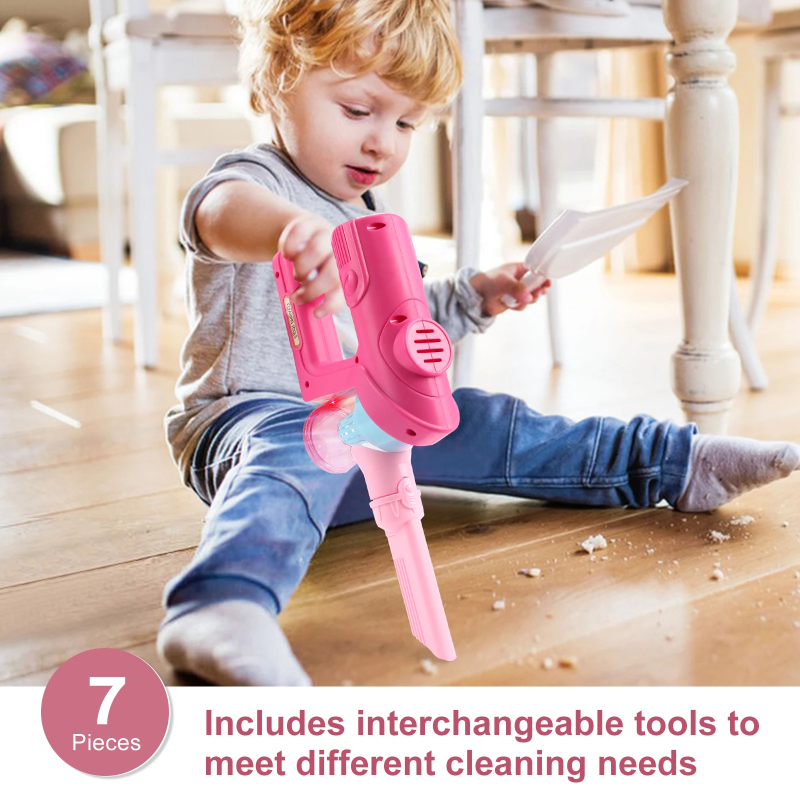 Electric Mini Vacuum Cleaner Simulation Housework Dust Catcher with Light and Music for Kids Gifts Educational Pretend Play Toys