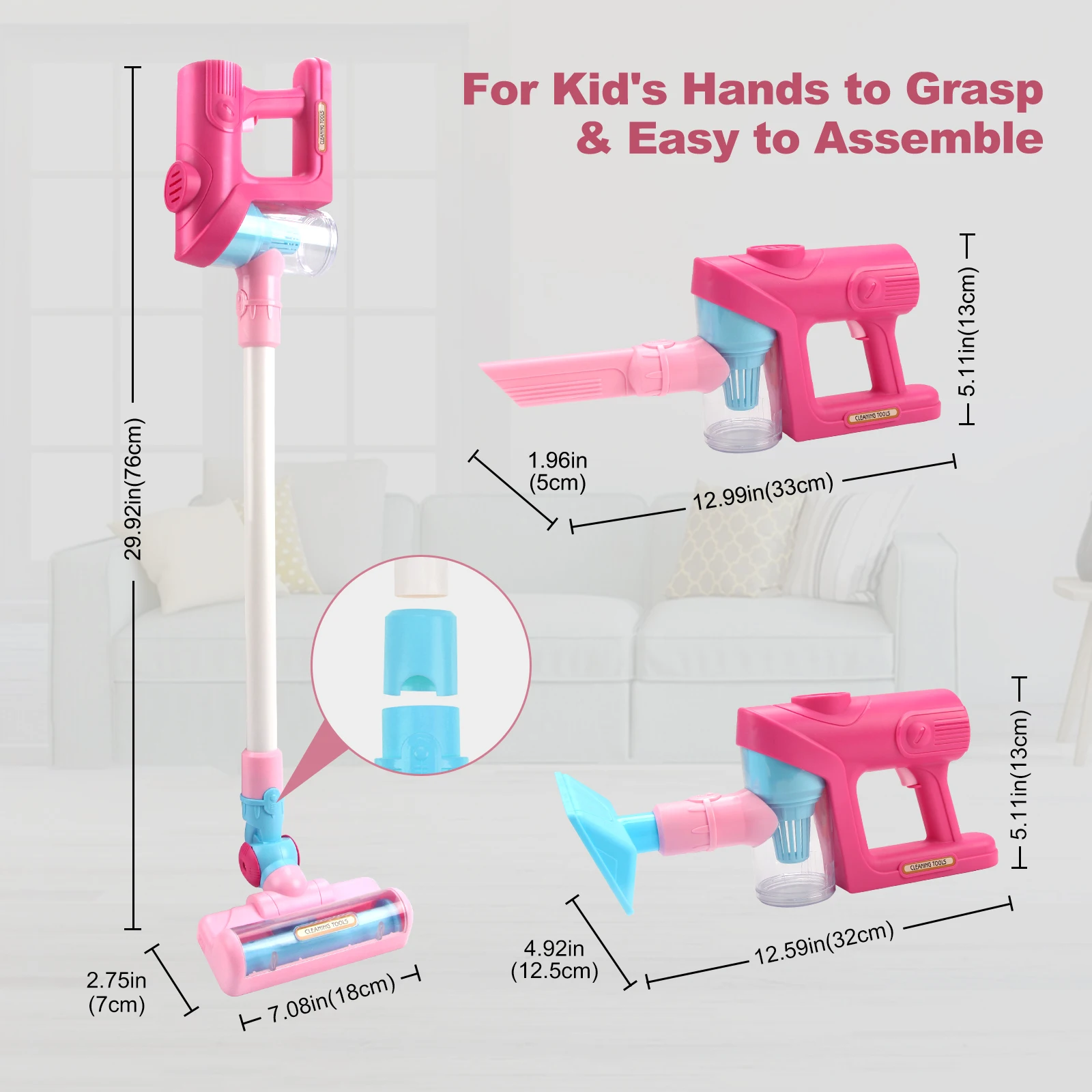 Electric Mini Vacuum Cleaner Simulation Housework Dust Catcher with Light and Music for Kids Gifts Educational Pretend Play Toys