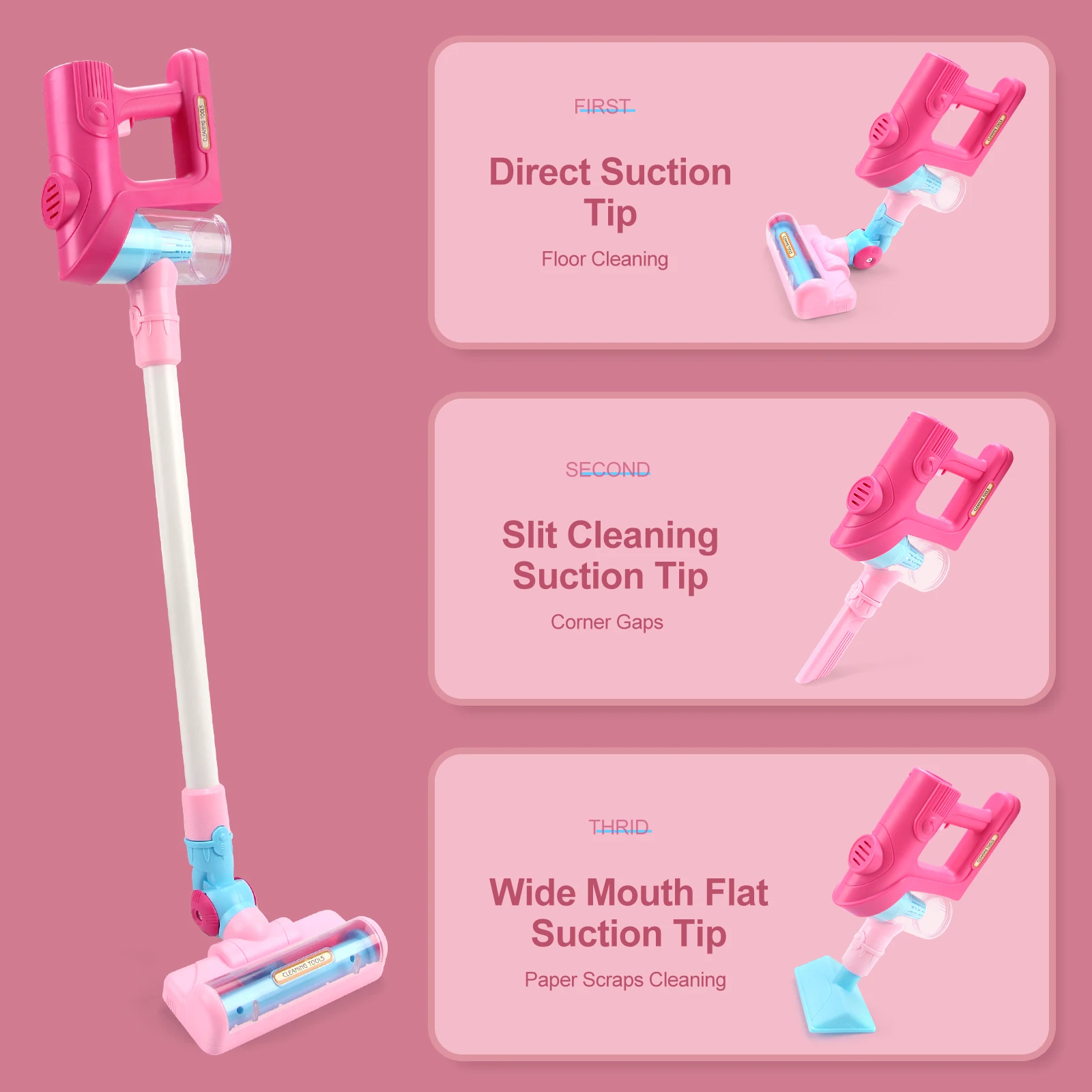 Electric Mini Vacuum Cleaner Simulation Housework Dust Catcher with Light and Music for Kids Gifts Educational Pretend Play Toys