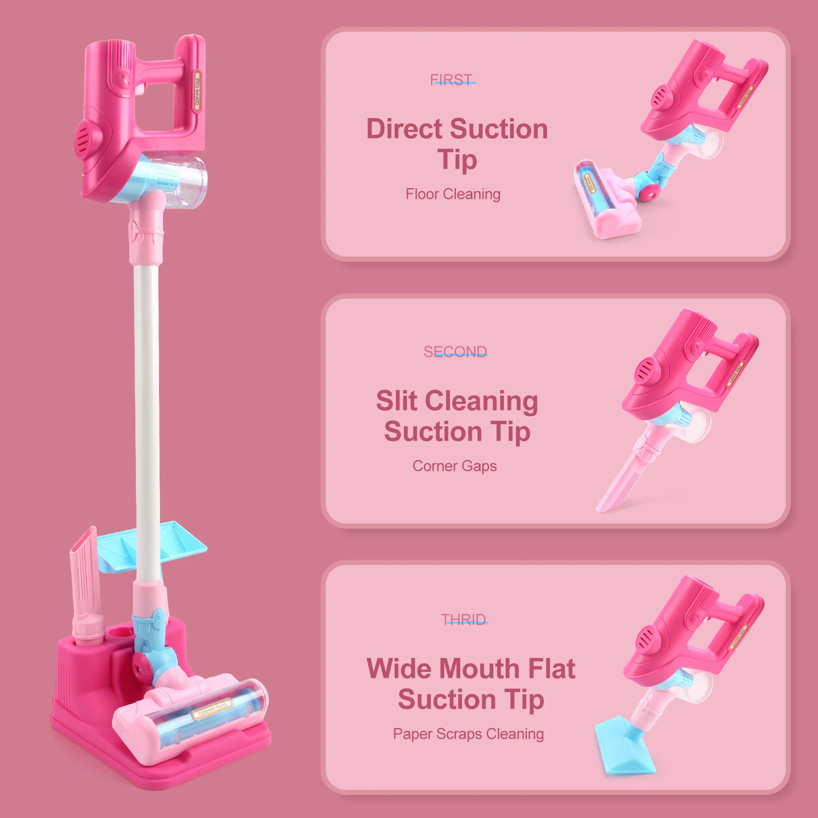 Electric Mini Vacuum Cleaner Simulation Housework Dust Catcher with Light and Music for Kids Gifts Educational Pretend Play Toys