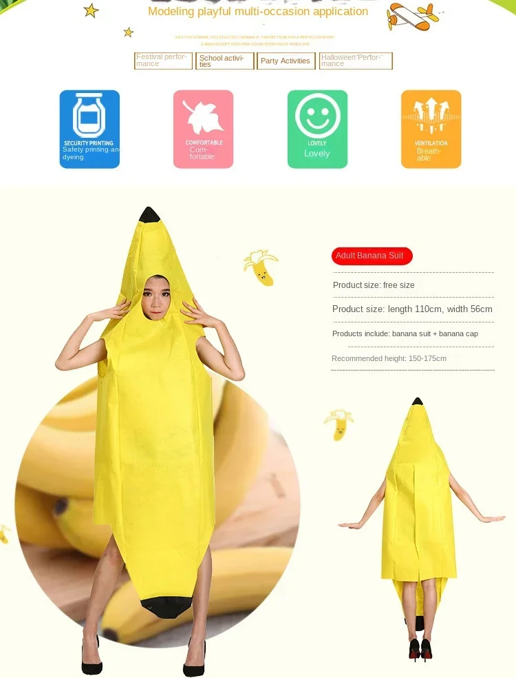 Carnival Clothing Men Cosplay Adult Fancy Dress Funny Sexy Banana Costume Novelty Halloween Christmas Carnival Party Decorations