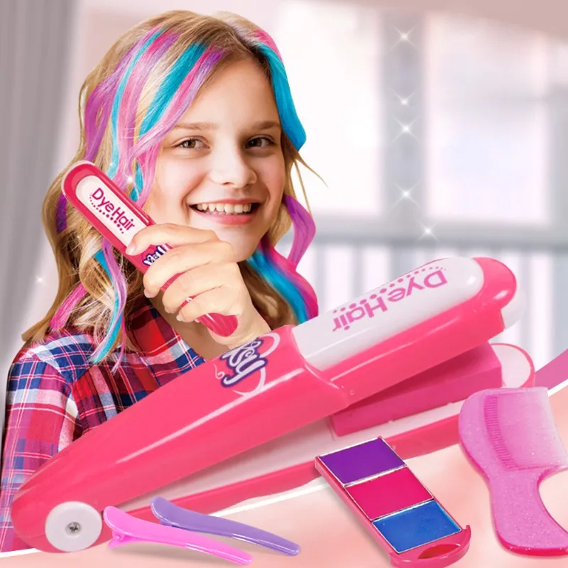 Children's Simulated Hair Dyeing Stick Set DIY Hair and Makeup Tools Girl's House Hair Accessories and Makeup Toy Gifts
