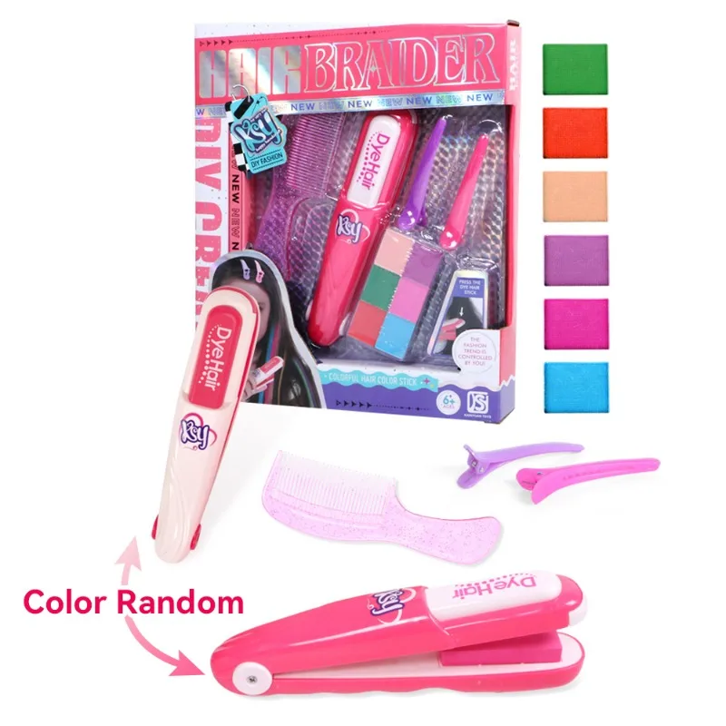 Children's Simulated Hair Dyeing Stick Set DIY Hair and Makeup Tools Girl's House Hair Accessories and Makeup Toy Gifts