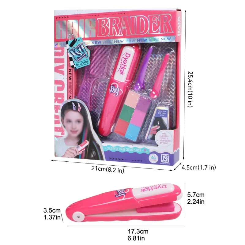 Children's Simulated Hair Dyeing Stick Set DIY Hair and Makeup Tools Girl's House Hair Accessories and Makeup Toy Gifts