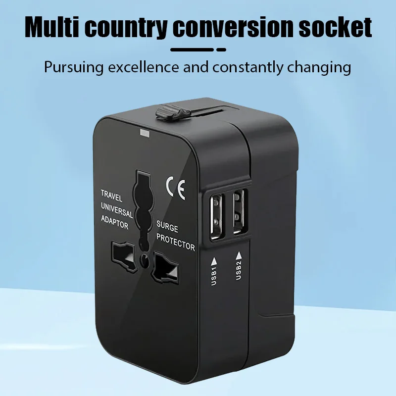 Universal Travel Adapter EU UK US AU AC Power Charger Adapter Outlet Converter Socket Plug Adaptor Connector with Dual USB Port