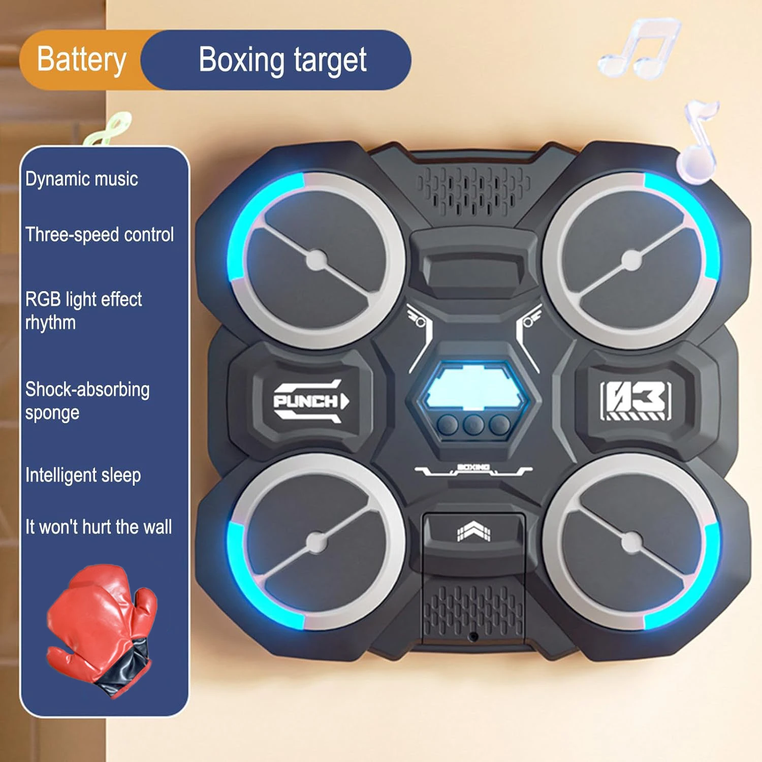 Funny Music Boxing Machine For Children Smart Music Boxing Machine Wall Mounted Decompression Wall Target Toys Boxing Trainer