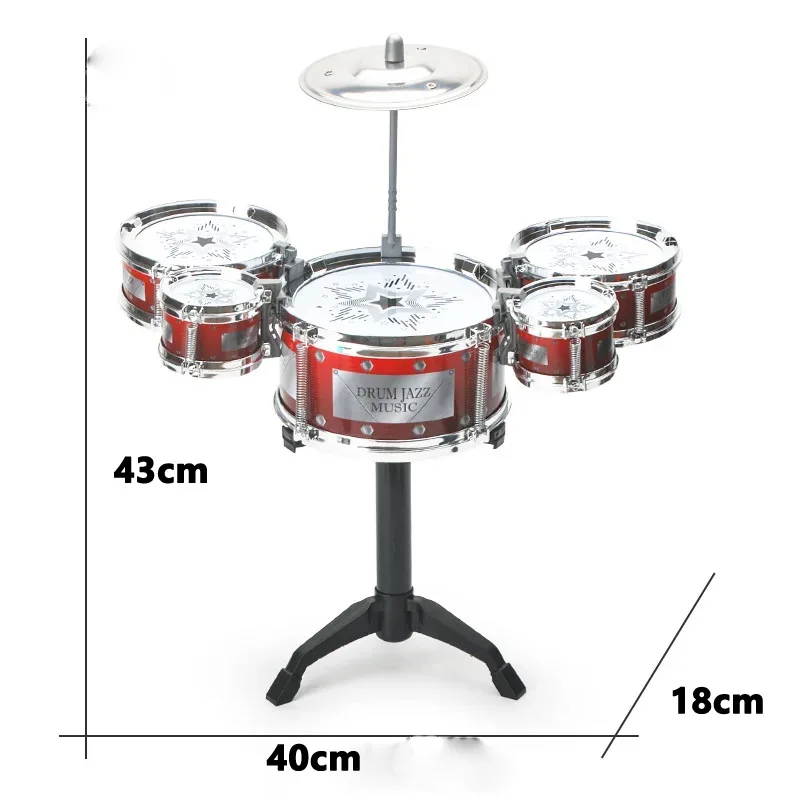 Jazz Drum Set for Kids 5 Drums Kits with Small Stool Drum Stick Set Music Instrument Educational Toys Beginners Gifts Boys Girls