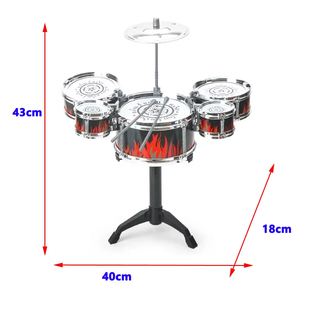 Jazz Drum Set for Kids 5 Drums Kits with Small Stool Drum Stick Set Music Instrument Educational Toys Beginners Gifts Boys Girls