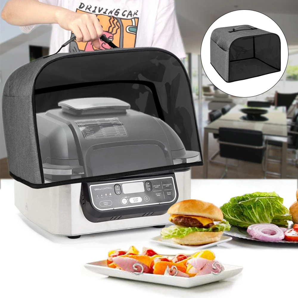 Durable Kitchen Dust Cap With Storage Pockets Air Fryer Hood For Ninja Foodi Grill Household Bread Baking Toaster Cover
