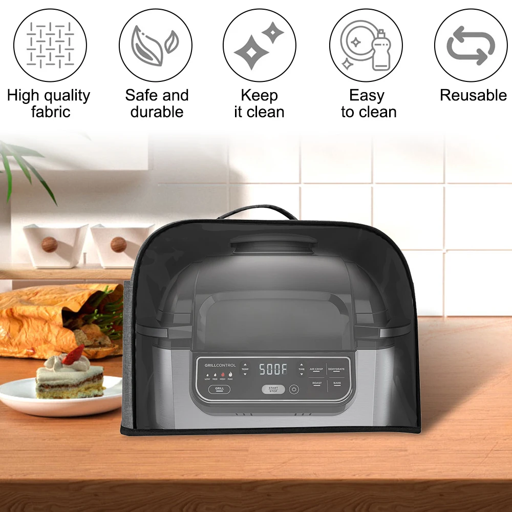Durable Kitchen Dust Cap With Storage Pockets Air Fryer Hood For Ninja Foodi Grill Household Bread Baking Toaster Cover