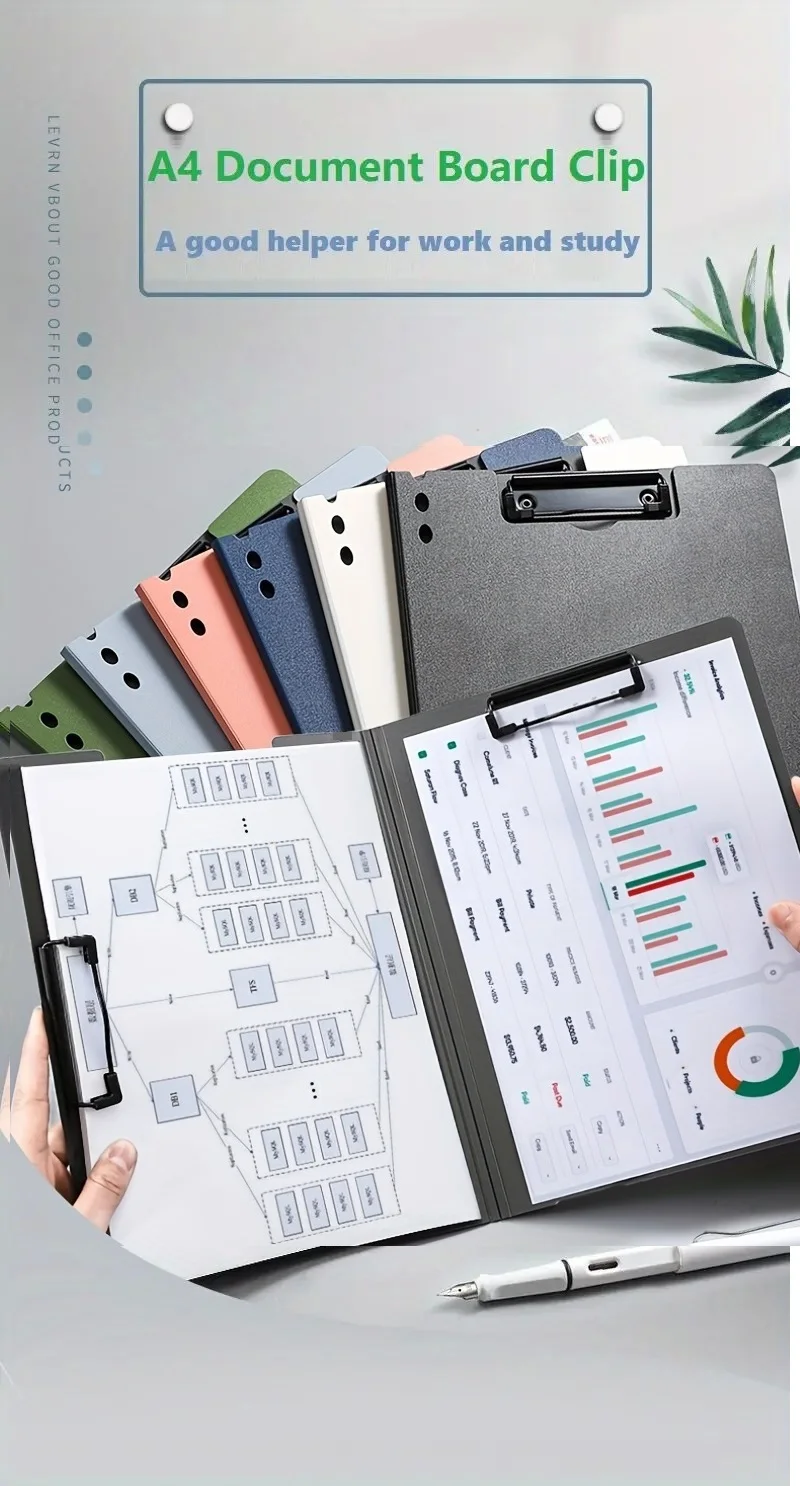 A4 File Folders, Documents Organizer, Clipboard With Cover, Paper Folder For Business & School, Stationery & Office Supplies