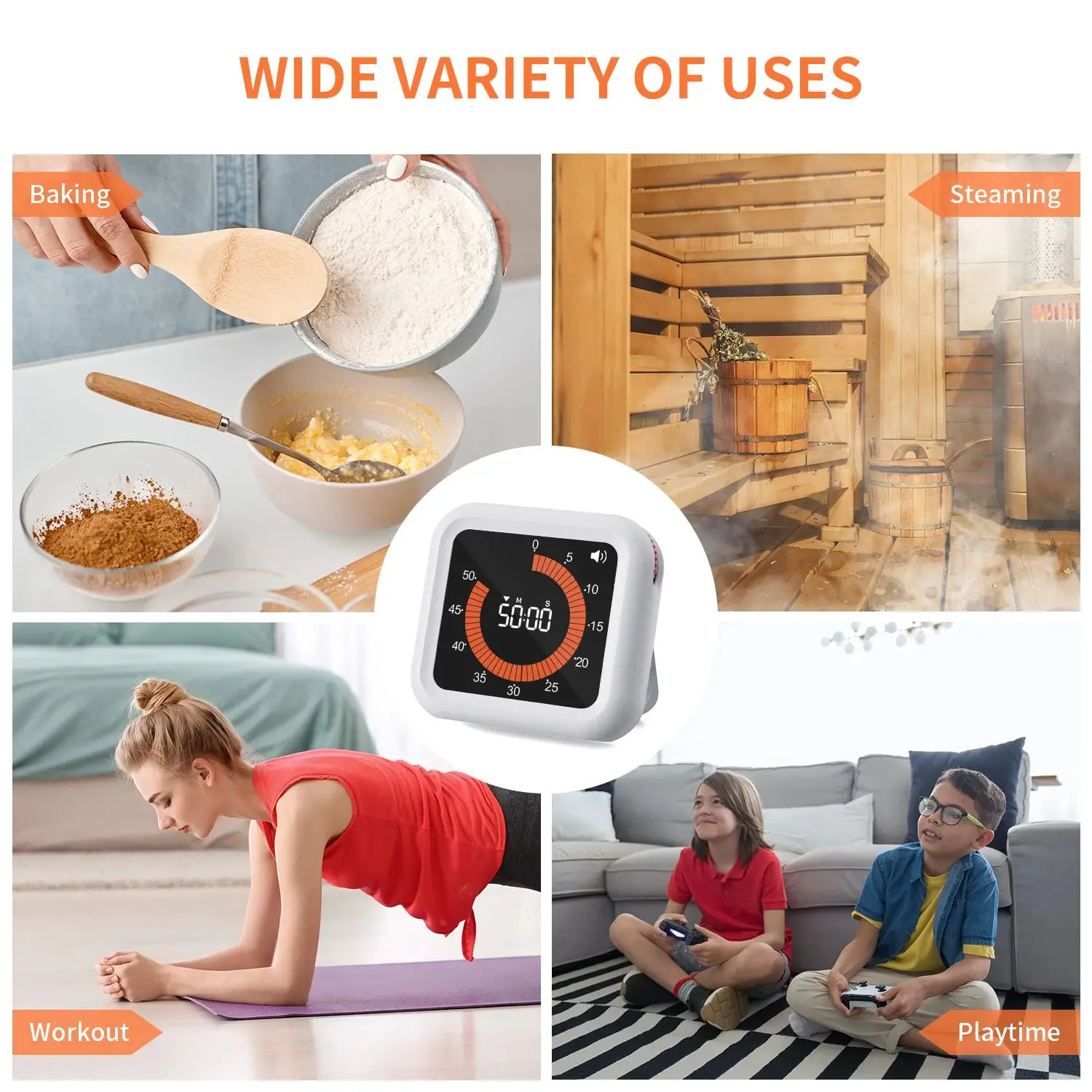 New Rotary Timer Smart Silent Visual Analog Timer For Kids and Adults Optional Alert Hour Meter For Kitchen Indoor Reading Room