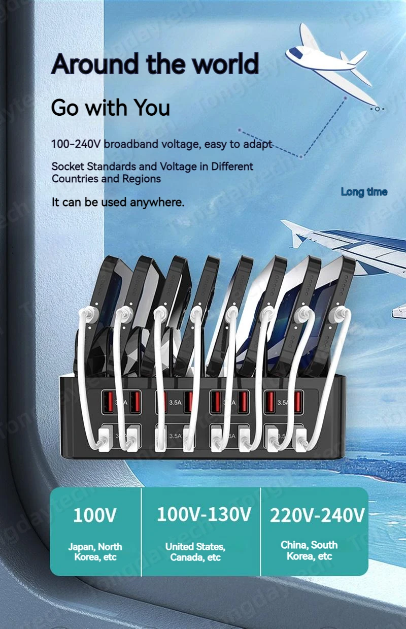 150W Universal Multi USB Fast Charger 16 Port 3.5A MAX Charging Station Stand For Ipad Iphone 14 13 Samsung S22 Xiaomi Tablet