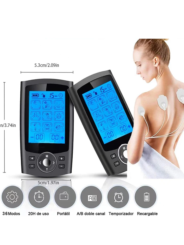 Muscle Massager Adjustable Mode Body Massage Slimming Machine Electric Massage Device Rechargeable Black and Silver