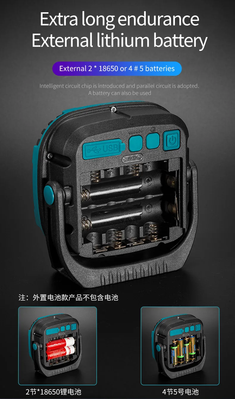 Strong Light COB Flashlight USB Rechargeable Torch Portable Outdoor Power Bank Camping Fishing Emergency Work Lamp With Hook