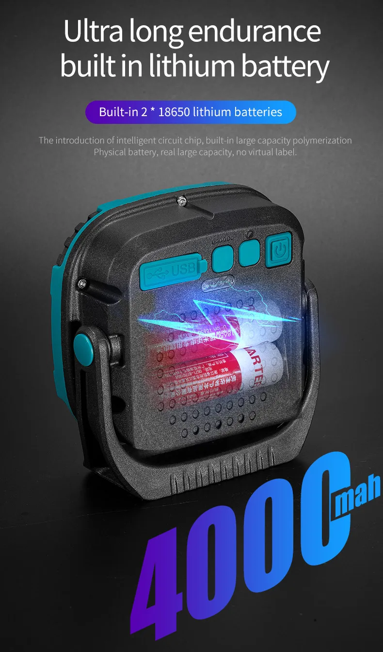 Strong Light COB Flashlight USB Rechargeable Torch Portable Outdoor Power Bank Camping Fishing Emergency Work Lamp With Hook