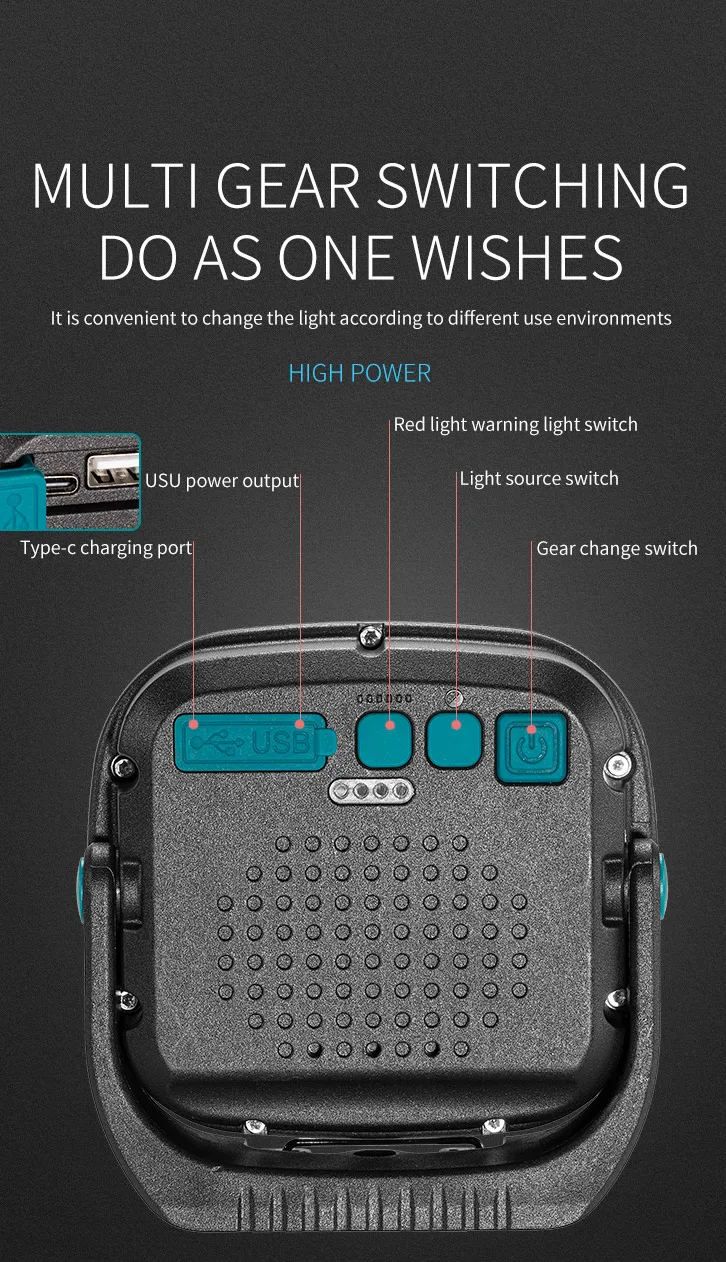 Strong Light COB Flashlight USB Rechargeable Torch Portable Outdoor Power Bank Camping Fishing Emergency Work Lamp With Hook