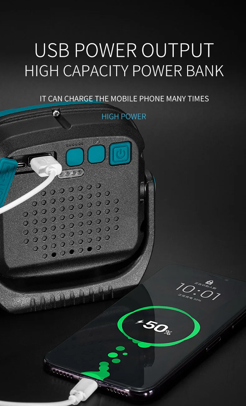 Strong Light COB Flashlight USB Rechargeable Torch Portable Outdoor Power Bank Camping Fishing Emergency Work Lamp With Hook