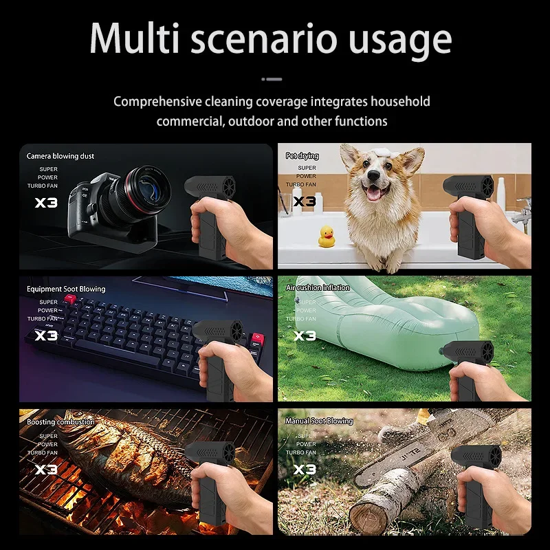 160000 RPM Electric Air Blower Turbo Jet Fan Brushless Motor High-Speed Turbo Violent Fan USB Rechargeable Powerful Dust Blower