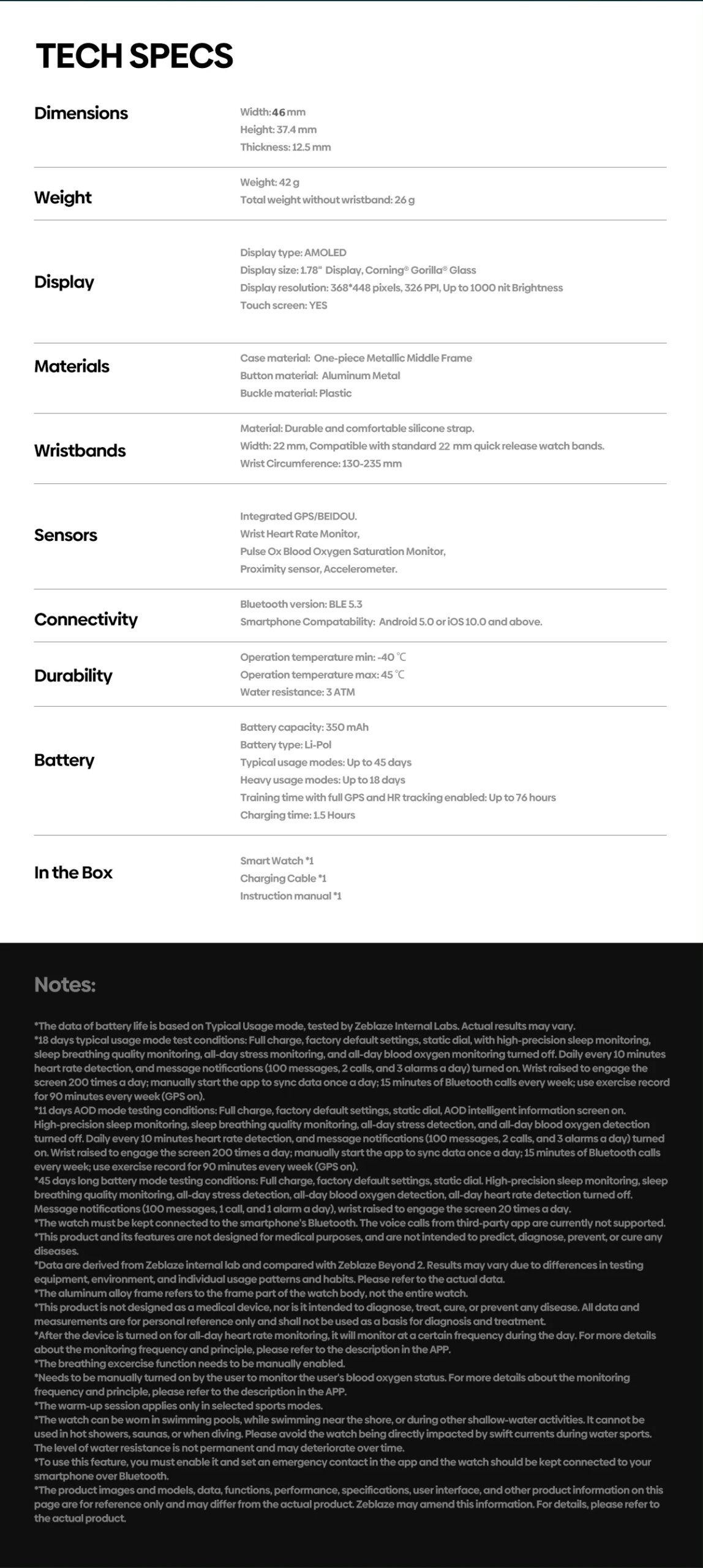 New Zeblaze Beyond 3 Plus GPS Smart Watch 1.78'' AMOLED Display Built-in Amazon Alexa Make/Receive Phone Calls 3ATM Smartwatch