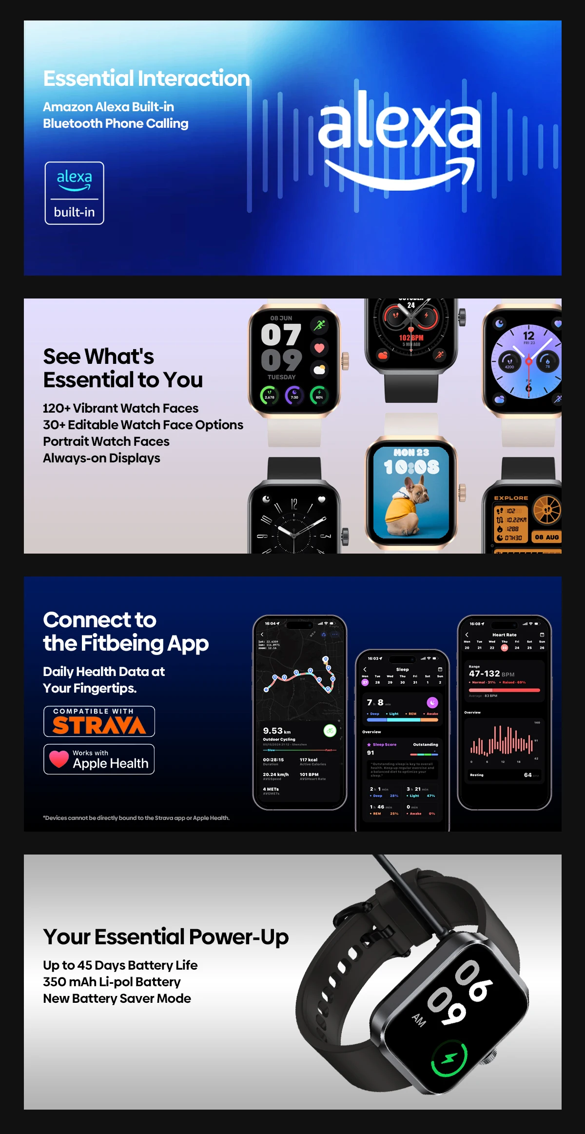 New Zeblaze Beyond 3 Plus GPS Smart Watch 1.78'' AMOLED Display Built-in Amazon Alexa Make/Receive Phone Calls 3ATM Smartwatch