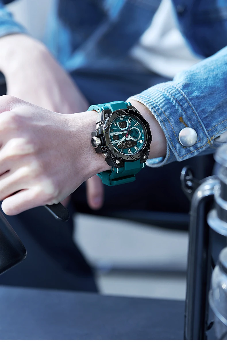 SMAEL Brand Sport Watches 50M Wateproof Dual Time Display Watches LED 8029 Stopwatches Alarm Multifunctional Men's Wristwatches