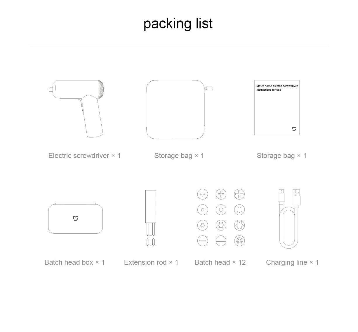 Mijia Electric Screwdriver 3.6V 5N.M Torque Electric Screwdriver Household With 12Pcs S2 Screw Bits Xiaomi Mi Home Drill Tools