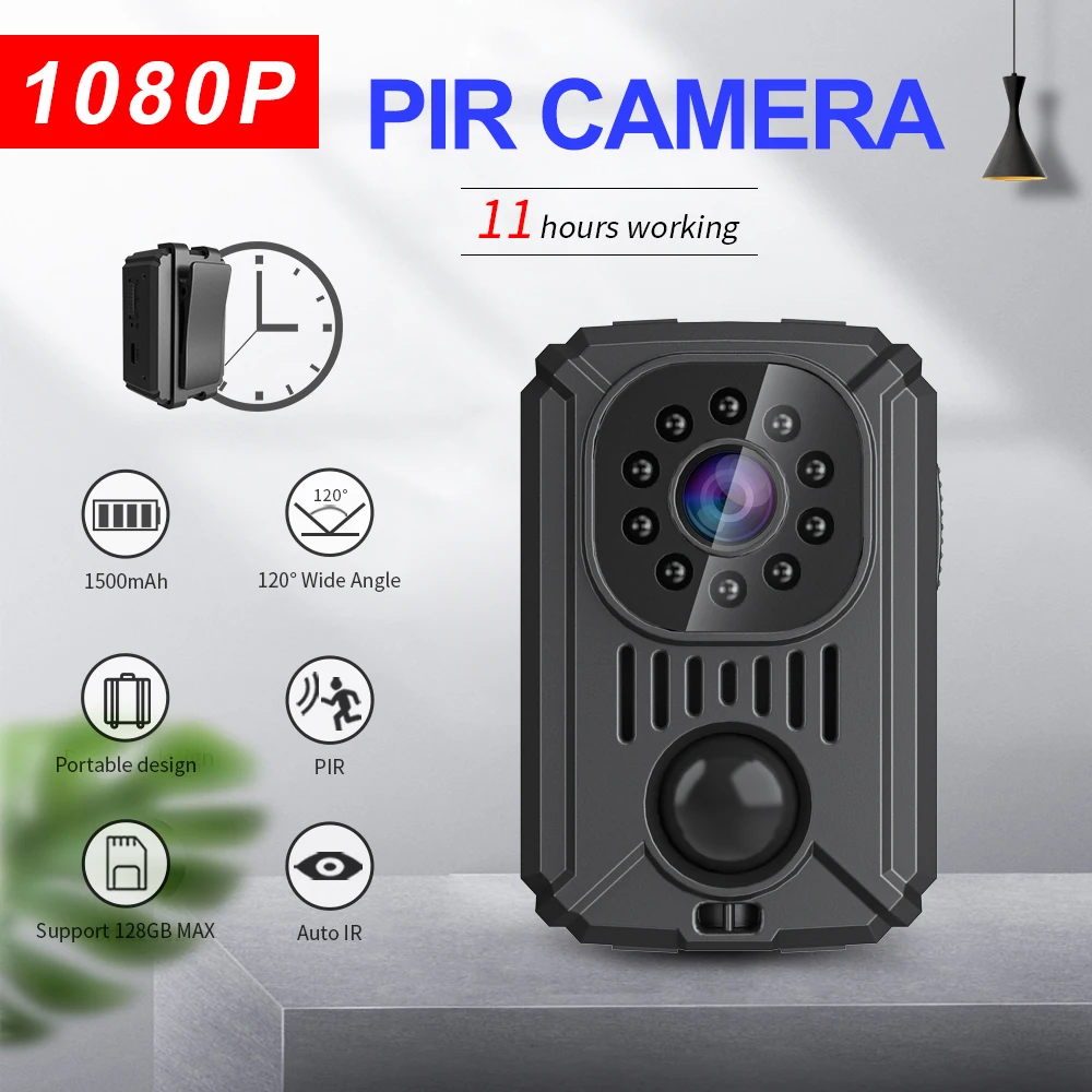 MD31 Mini PIR Video Body Camera Back Clip Photography DV Smart Camera HD 1080P Recorder Motion Activated Small For Car Nanny Cam