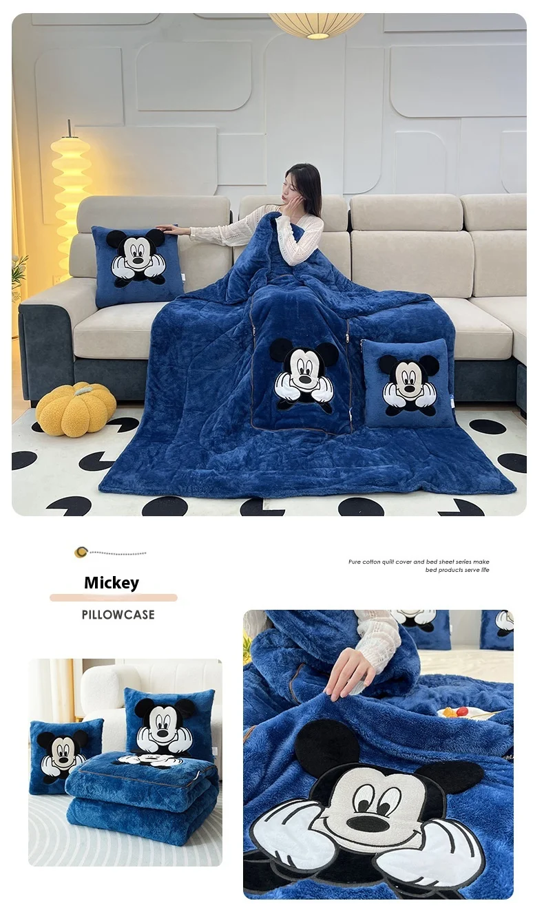 Disney Cartoon Peripherals Stitch Losto piggy Arctic Velvet Pillow Quilt Dual Purpose Double Sided Napping Air Conditioner Gifts